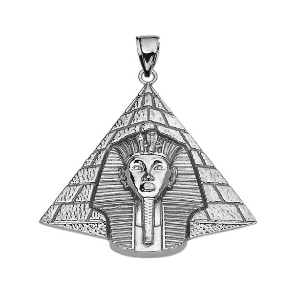 Sterling Silver Egyptian Pyramid King Tut Tut (Tutankhamun) Pendant Necklace - Picture 2 of 2